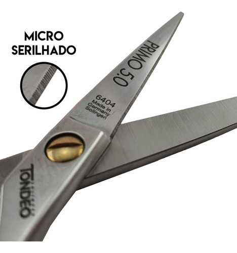Kit Tesoura Fio Navalha 5.0+fio Laser 5.0 Tondeo Primo 6404 Cor Prateado