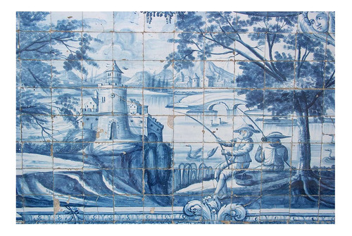Vinilo 20x30cm Azulejos Estilo Pesqueros Arte En Mozaico