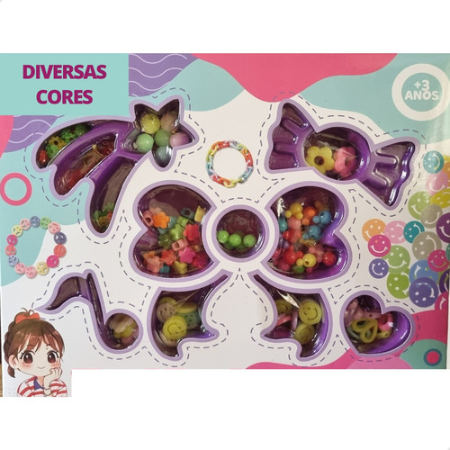 Kit Bandeja Com 122 Miçangas Coloridas Para Pulseiras, Anéis