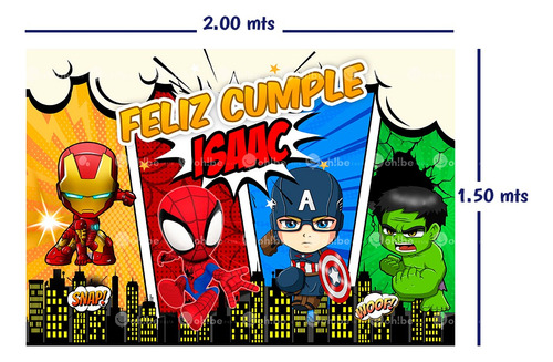Panel Fiesta Super Héroes - Lona Fiesta Avengers 200 X 150 Super Heroes