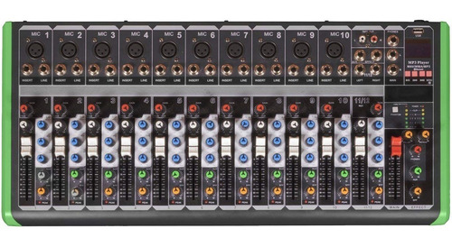 Consola Pro Bass Pm-1624 Bt Usb Mixer 12 Canales Bluetooth 