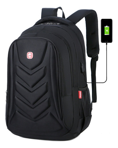 Mochila Negra Urbana Con Usb