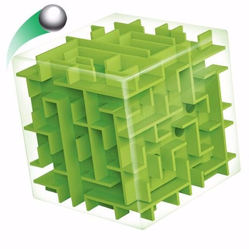 Cubo Laberinto Color Verde Solido 3d