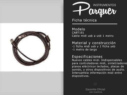 Imagen 2 de 9 de Cable Midi Usb A Usb Parquer De 1 Metro Interfaz Teclado