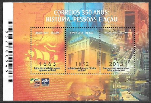 Selo Brasil,comemoração/ Bloco 350 Anos Dos Correios