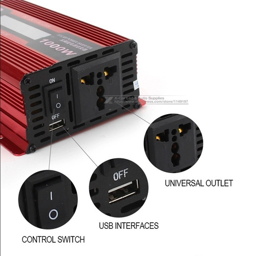 Imagen 2 de 5 de Inversor De Corriente Bateria 12v A 220v 1000watts