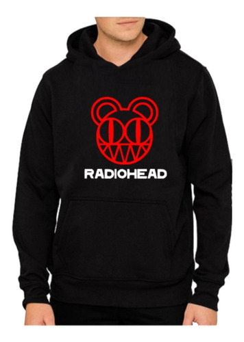 Polerón Rockero Hoodie Radiohead Logo Banda Rock Algodón