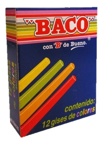10 Cajas Con 12 Gises P/ Pizarron De Colores (120 Pzas) Baco