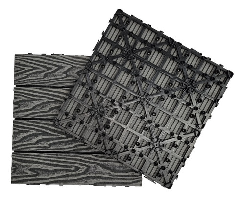 Baldosa Deck Wpc 30 X 30 Cm Apta Uso Exterior - Pack 1 M2
