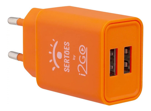 Carregador De Parede I2go 2 Saídas Usb 2,4a - By Sertões Cor Laranja