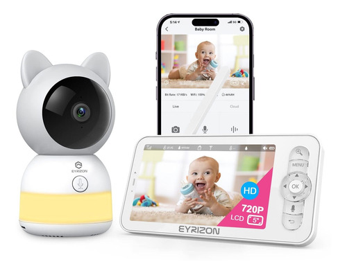 Eyrizon Baby Monitor - Upgraded 2k Hd Wifi Baby Camera And A