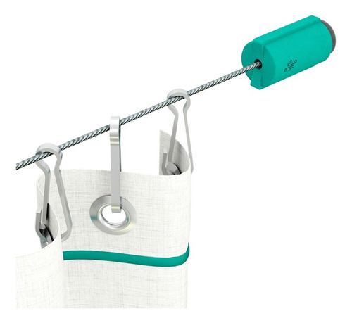 Kit Tensor Barral Para Cortina De Baño Colores Tensocable Color Turquesa