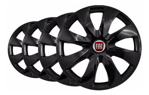 Jogo Calota Esportiva Preta Fiat Palio Aro 14 Prime Black .