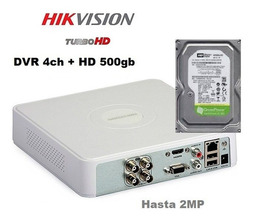 Dvr Hikvision 4ch Hasta 2mp + Disco 500gb - M3k