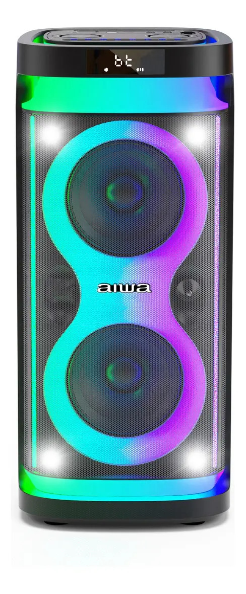 Bocina Bluetooth Portatil Aiwa Karaoke Tws Led Aw-poh4d Color Negro