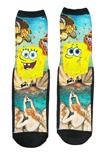 Calcetas Sublimadas Unisex Dibujos Animados Anime Caricatura Bob Esponja Arte Unitalla Adulto