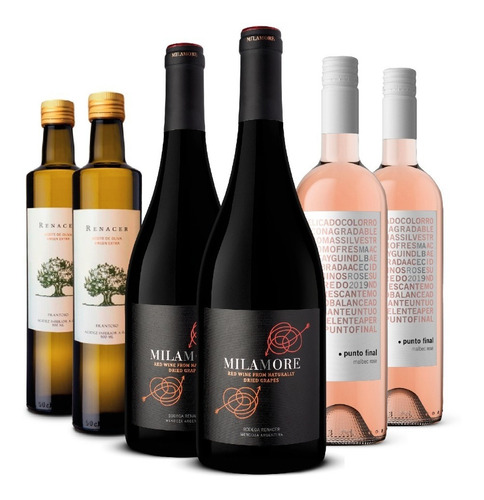 Imagen 1 de 9 de Vino Punto Final Rosé 2 + Milamore 2 + Aceite De Oliva 2.