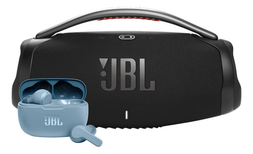 Caixa De Som Jbl Boombox 3 Com Fone Jbl Wave 200tws Azul Kit