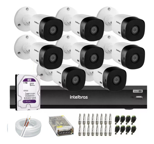 Kit Intelbras 8 Cam Fullhd 1220b 1080p Dvr Imhdx 3008 C/1tb 