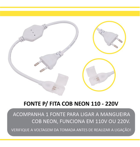 08mts Mangueira Fita Led Cob 2835 Ip67 Cola 8mm Dimmerizavel