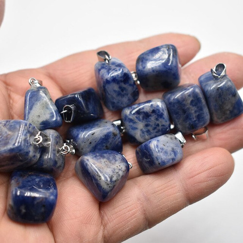 Collars De Piedra Natural A Rayas Azules Para Ladel Metal: 2
