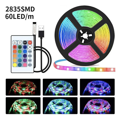 Tira De Luces Bluetooth + 2835rgb De 24 Teclas, No Resistent