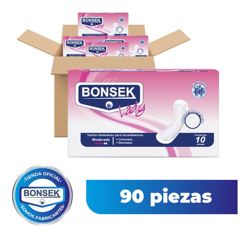 Toallas Para Incontinencia Moderada Bonsek Lady 90 Piezas