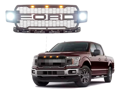 Mascara Ford F150 Tipo Raptor Con Led 2018-2020 Gris