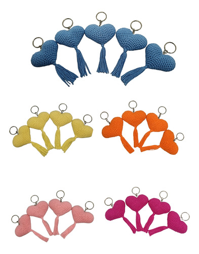 Llaveros Corazones X 10 Crochet - Souvenirs Personalizados 