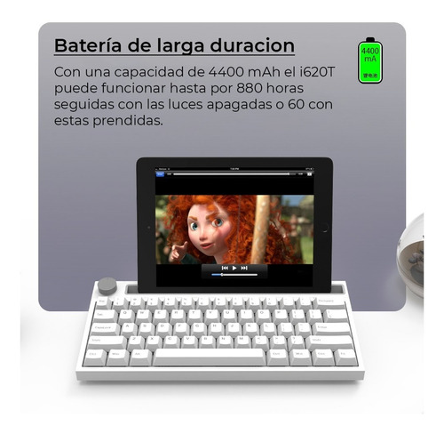 Imagen 7 de 7 de Teclado Mecánico Bluetooth Full Rgb Switch Pink K620t Blanco