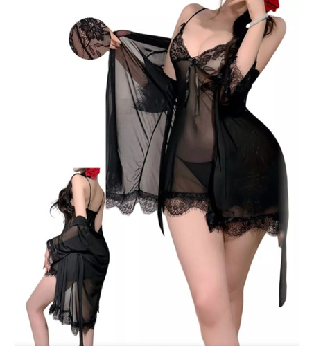 A Lencería Camisón Babydoll De Encaje Conjunto Sexy Mujer