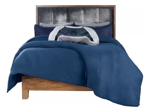 Funda De Duvet Para Edredon Matrimonial / Queen Size Azul Marino Vianney 2 Vistas