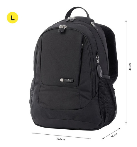 Totto Mochila Ergonómica Con Porta Laptop 14 In. 25,74 Lt. Goctal Color Negro Diseño de la tela Lisa