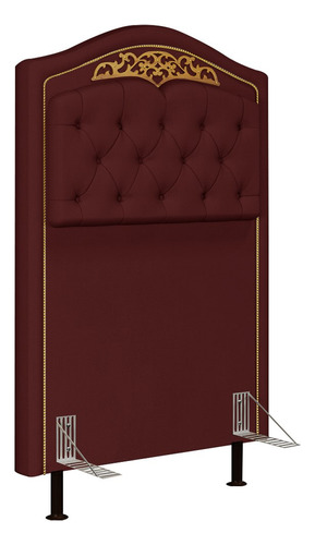 Cabeceira Cama Solteiro 90cm Tachas Imperial Veludo Vinho Cor Vermelho Escuro