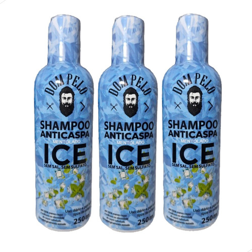 Kit 3 Shampoo Anticaspa Ice Mentolado 3 Em 1 Dom Pelo 250 Ml