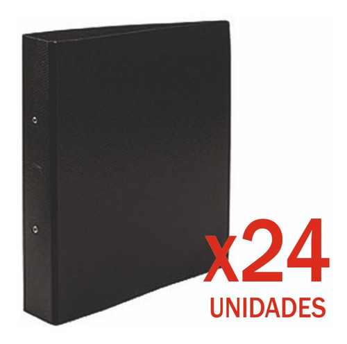 24 Carpeta Fibra Negra Nº3 Lomo Redondo Escolar 3 Ganchos