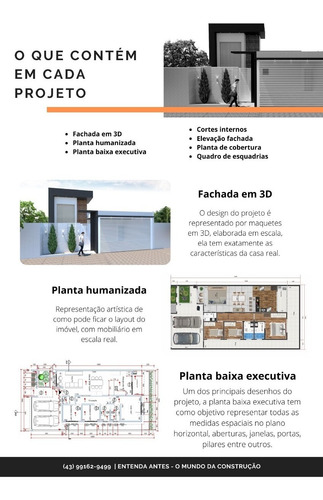 Planta De Casa 3 Quartos - Projeto Arquitetônico Completo