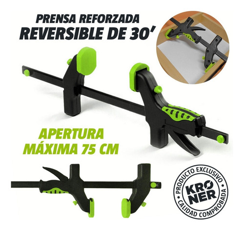 Prensa Rapida Y Reforzada Sargento Reversible 30  Ajustable