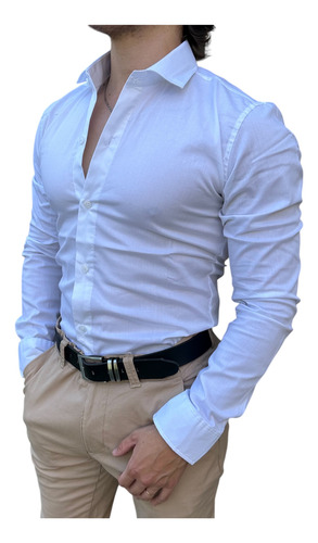 Pack X 2 Camisa Manga Larga Hombre Elastizada De Vestir