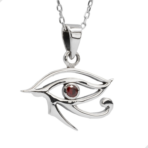 Collar Plata 925 Ojo De Horus Red Eye + Collar Negro | A183