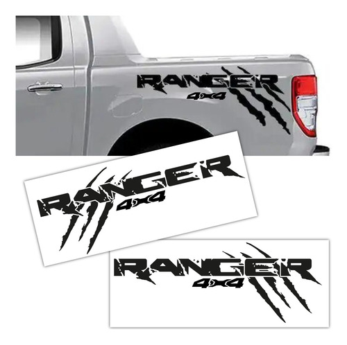 Sticker Calca 60cm Ford Ranger 4x4 Garra Kit Laterales Caja