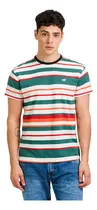 Comprar Remera Rayada Bordada Cuello Redondo Hombre Mistral 10077-2
