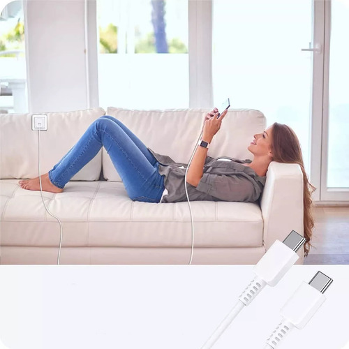 Cargador 45w Tipo C Carga Súper Rápida Compatible Con Samsung Galaxy A34 A54 S22 S23 S24 Ultra con Cable De Tipo-c A Tipo-c 2 metros Color Blanco Gitifo
