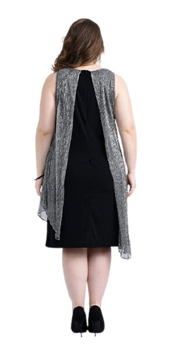 Vestido Corto Dama Jersey Con Capa De Lurex Fiesta Mujer