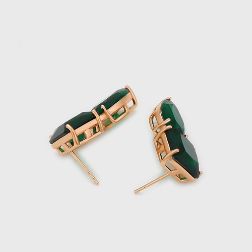 Modernos Aretes Para Dama C/ Swarovski Esmeralda Oro 18k Lam
