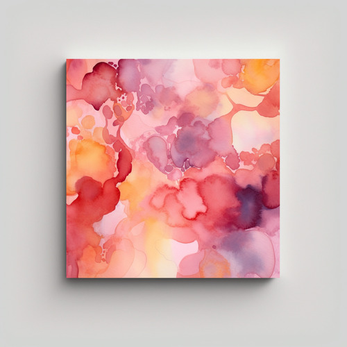 80x80cm Cuadro Decorativo Acuarela Rosa Rojizo - Lienzo Colo