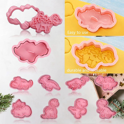 Juego De 8 Moldes Para Galletas Con Dibujos Animados De Dino