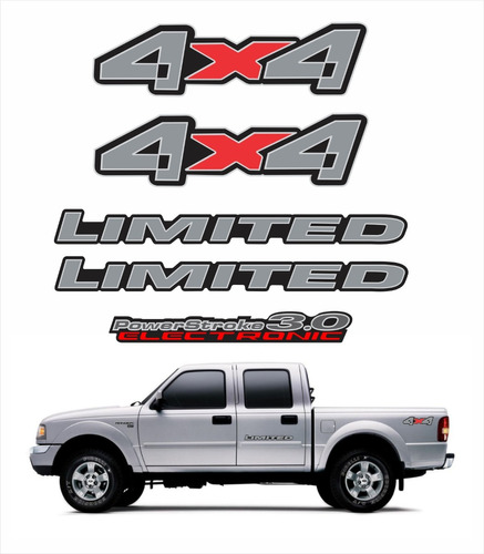 Kit Adesivos Ford Ranger 2005 2006 3.0 Prata Ca-03162