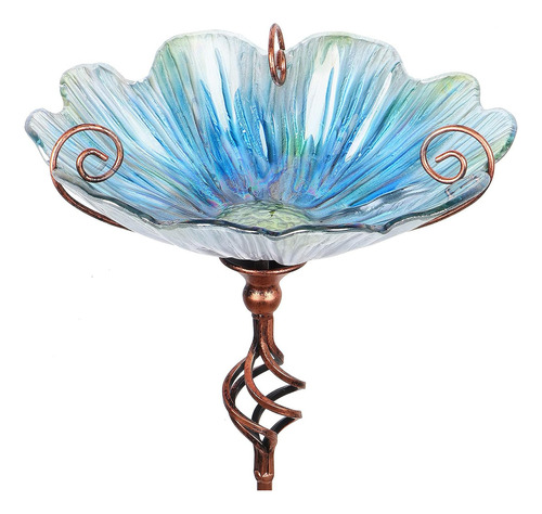 31 Pulgadas De Altura De Vidrio Birdbath Birdbath Con Est