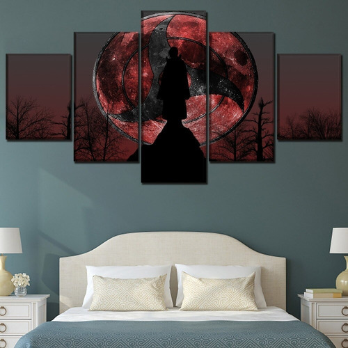 5 Cuadros En Canvas De Itachi Naruto Ojo Sharingan Luna